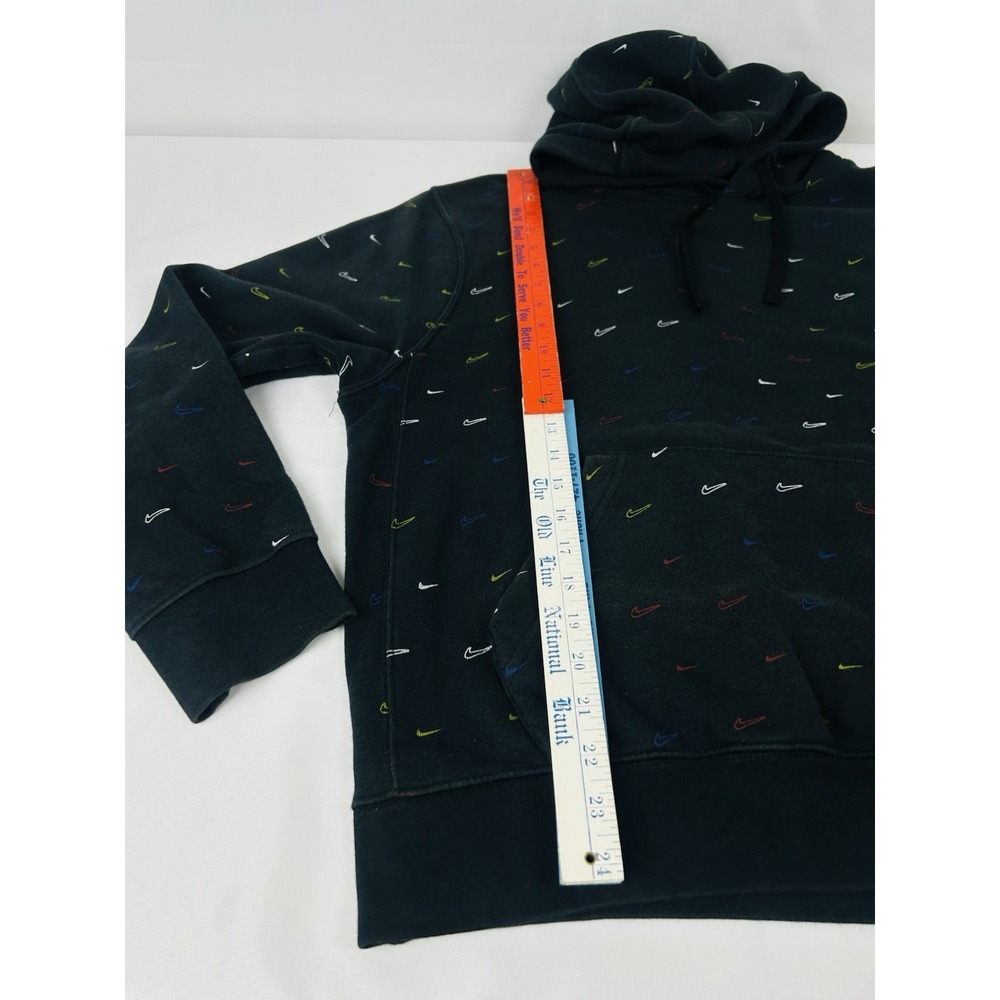 Nike Sportswear Club Fleece Allover Printed Swoosh Hoodie Mens Medium Black - Picture 14 of 16